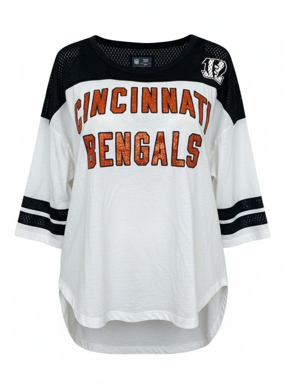 Cincinnati Bengals Sequin Bling Game Day Mesh Fashion Top